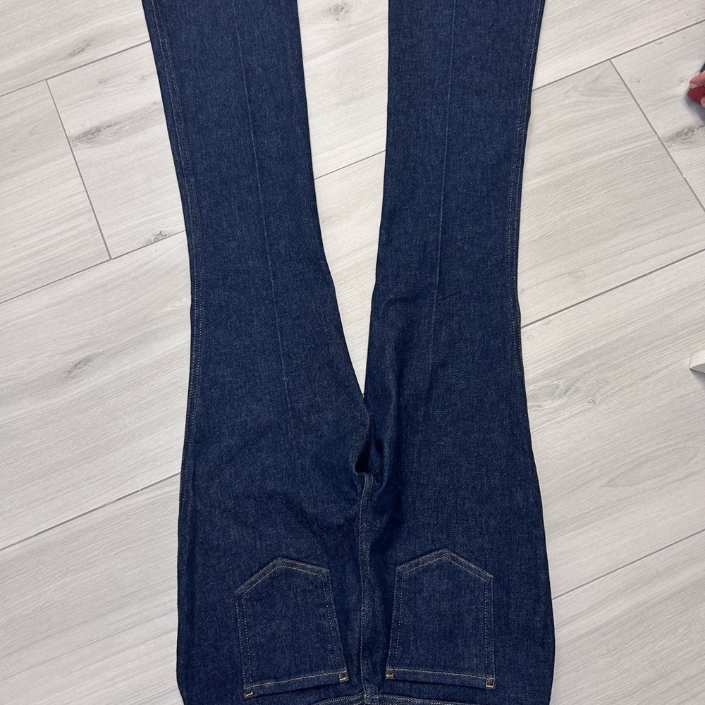 NEW SPANX Women's‎ Jeans Flare Leg Dark Blue Sz L - Picture 4 of 6